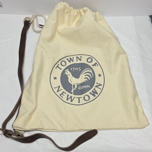 Town Of Newtown Connecticut Advertising Canvas Drawstring Shoulder Bag Side Zip